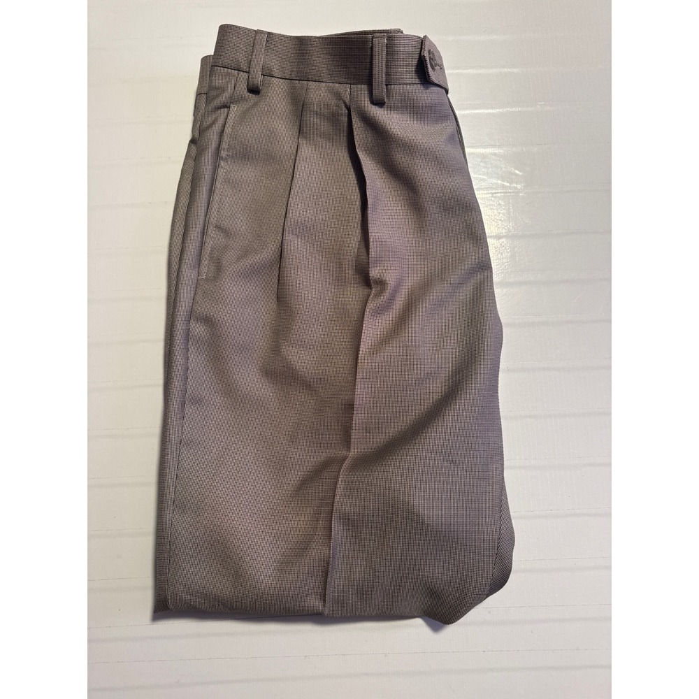 Lauren Ralph Lauren Mens Pleated Dress Pants Taupe‎ Brown Micro Check 36W x 30L